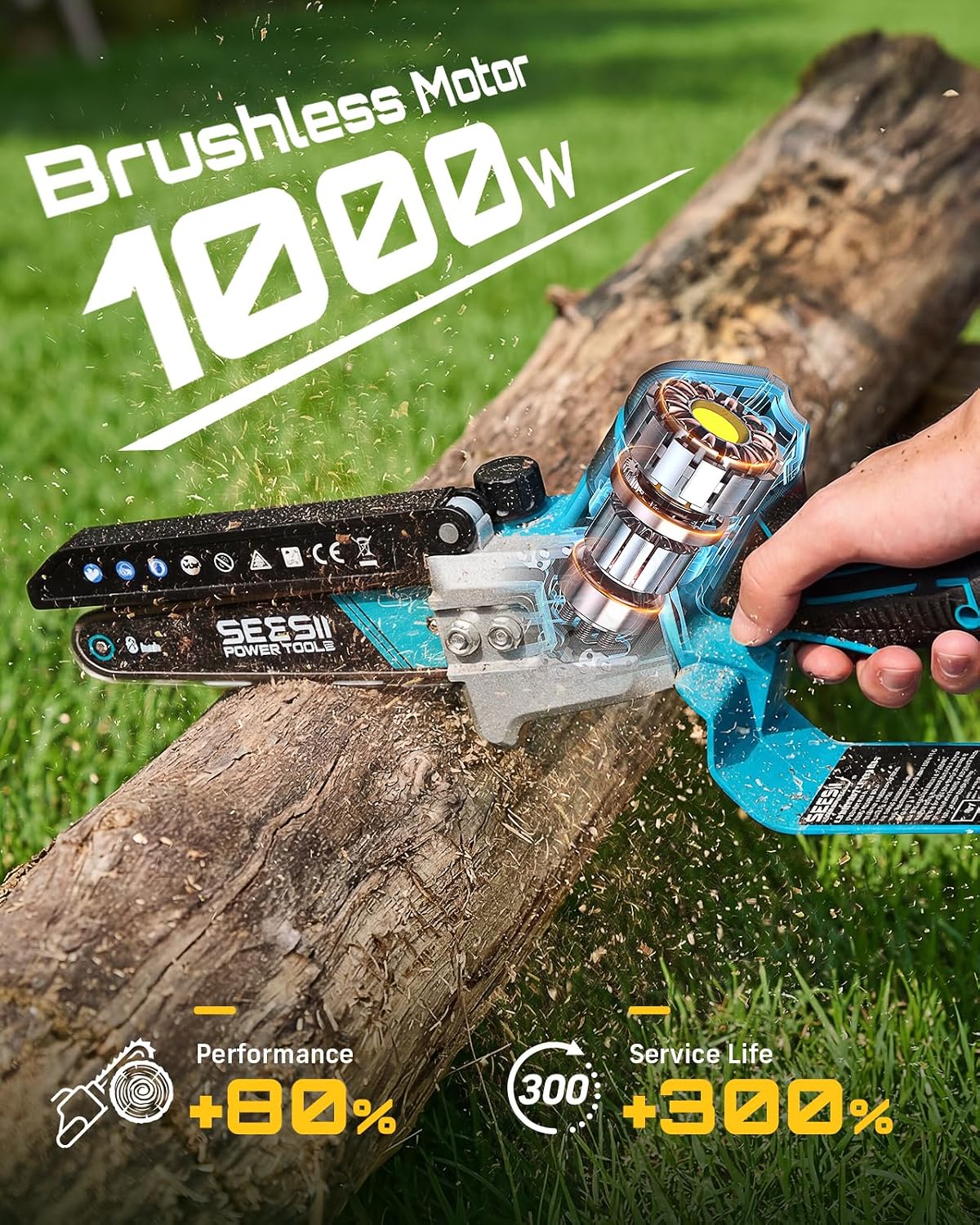 SEESII Flagship 8-Inch Cordless Mini Chainsaw, Upgraded Brushless Motor Father Jim Norris notebooks