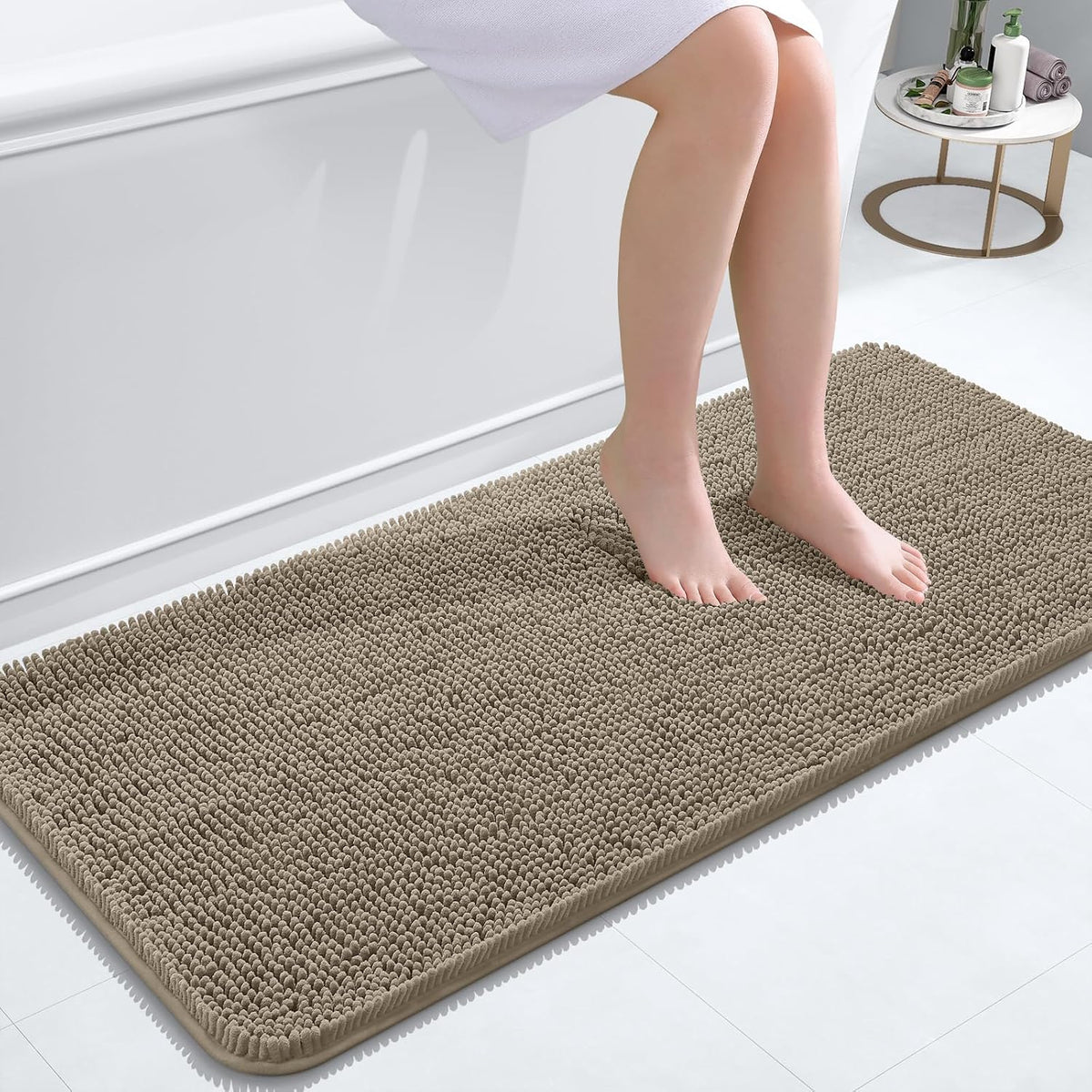 OLANLY Toilet Rugs U-Shaped 20x20,, Soft Absorbent Chenille Contour Rugs