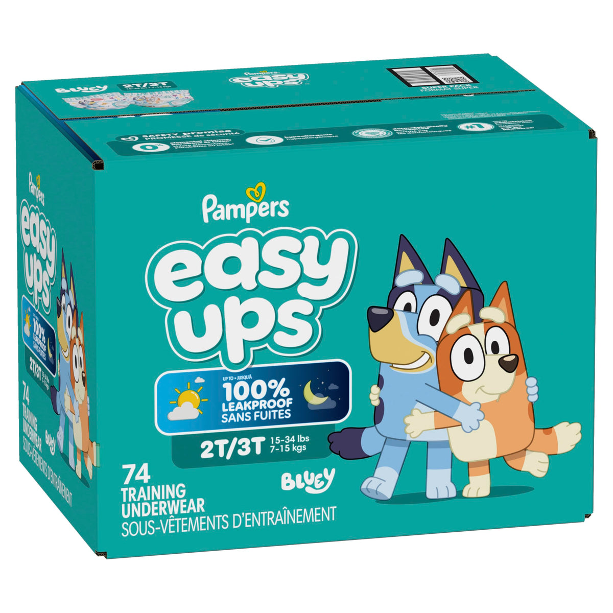 Easy Ups Girls & Boys Potty Training Pants, Size 5 (3T-4T), 124 Count, Bluey Absorbent Pull Up Training Underwear, Up to 100% Leakproof Day and Night, Hypoallergenic