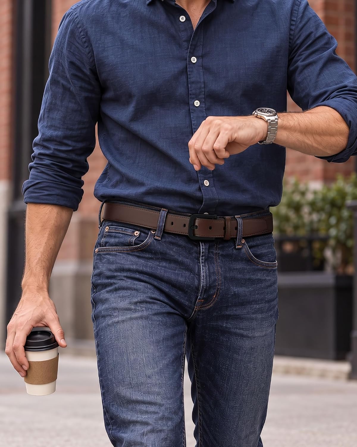 CHAOREN Mens Belts Leather 35mm for Jeans - Tough at Work, Sharp Daily