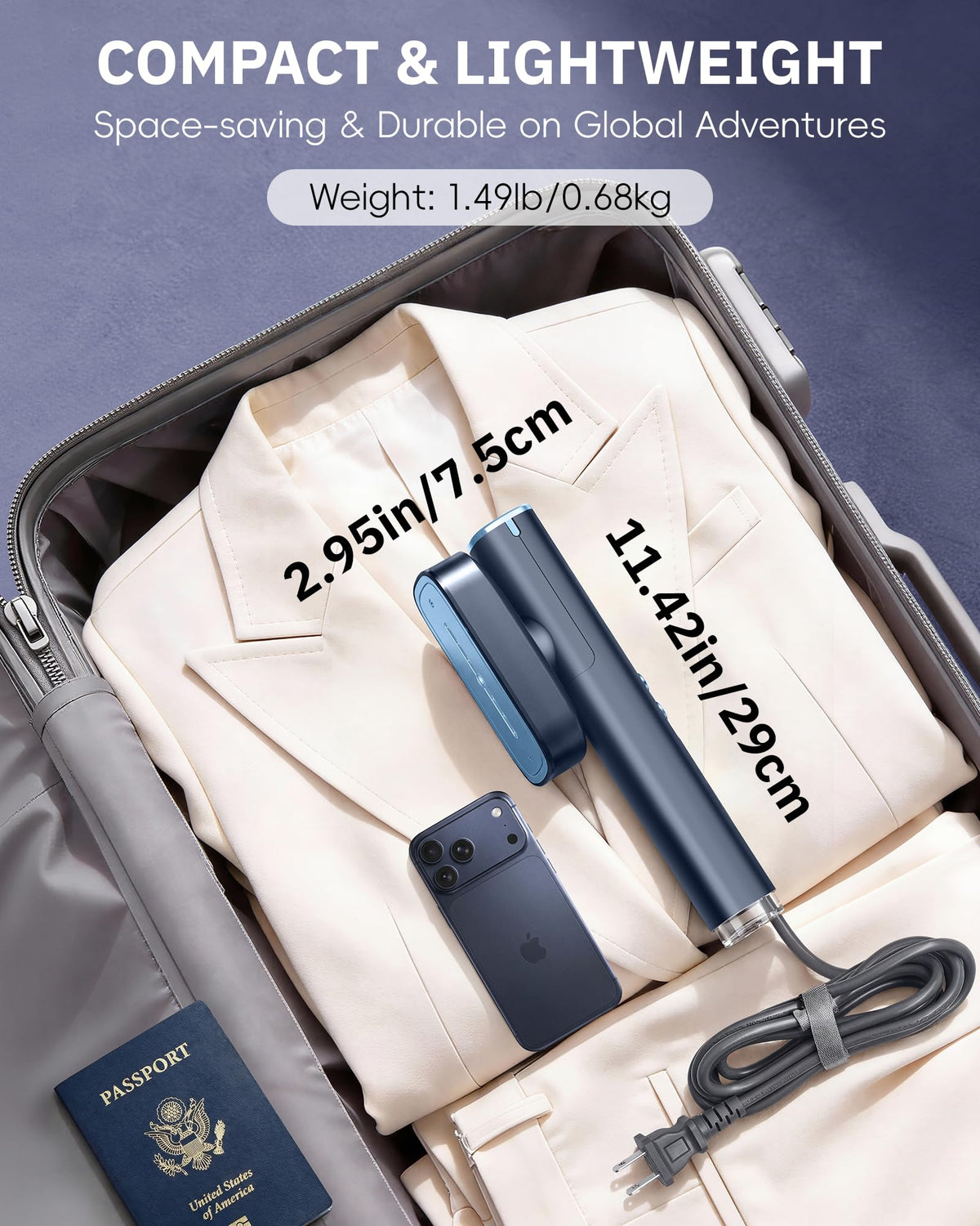 OGHom Steamer for Clothes, 110-240V Travel Steamer & Iron 2 in 1, 1000W Powerful Steam.
