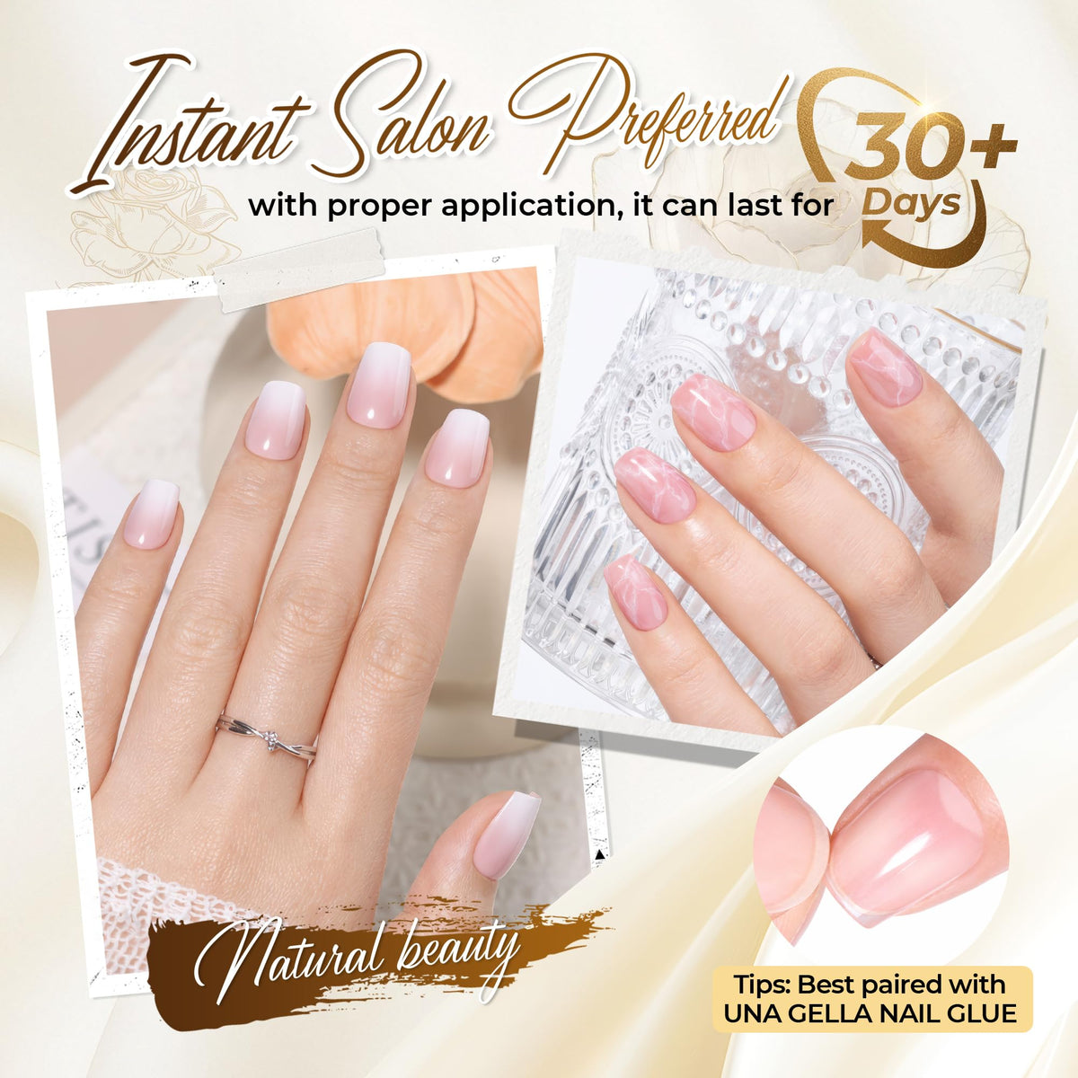 UNA GELLA Short Almond Nail Tips 504PCS Short Fake Nails Soft Press Ons