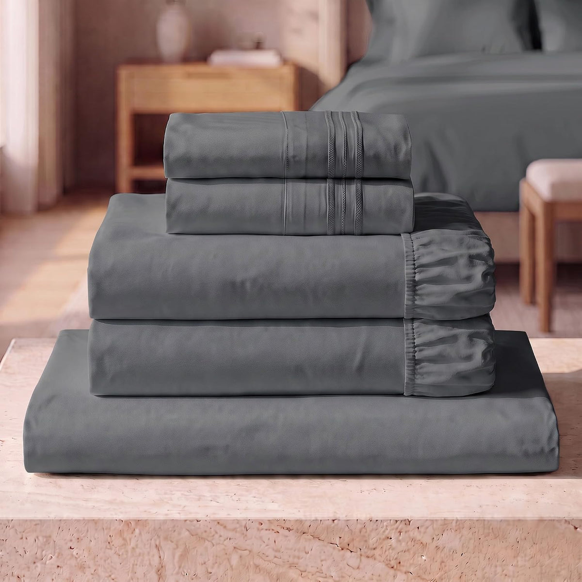 Mellanni Iconic 3-Piece Bed Sheet Set, 16" Deep Pocket (Twin, White)