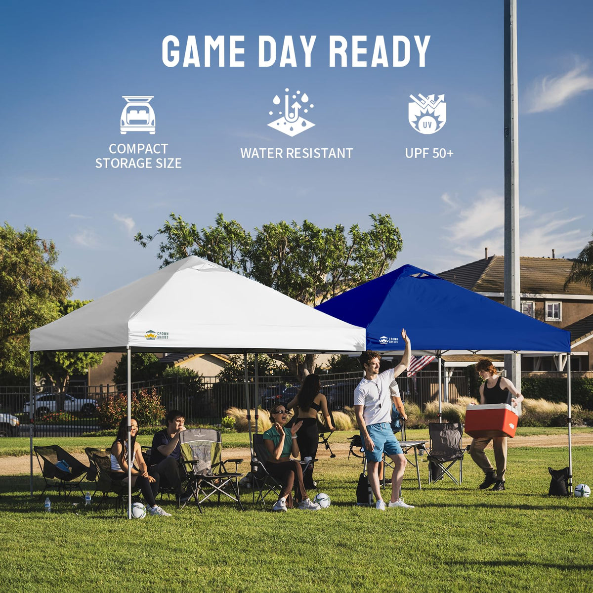 CROWN SHADES 10x10 Pop Up Canopy Tent with One Push Setup, Blue Father Jim Norris notebooks
