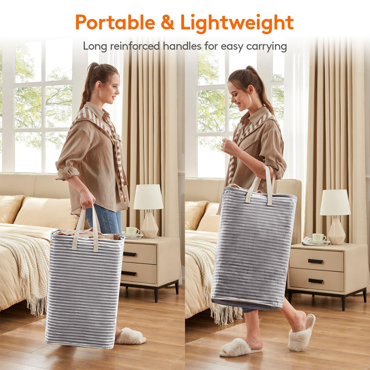 Lifewit 80L Large Laundry Baskets, Laundry Hampers Bags, 2 Pack, Grey