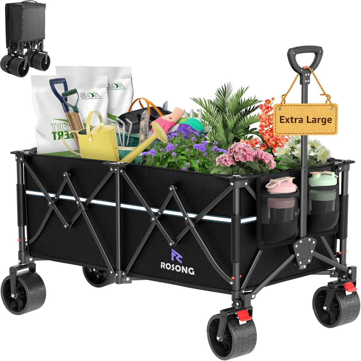 ROSONG Collapsible Wagon Cart with Wheels Foldable - Folding Utility Heavy Duty Wagons Carts for Grocery Sports Garden Shopping Camping Wheelbarrows (Pink, 120L) Father Jim Norris notebooks