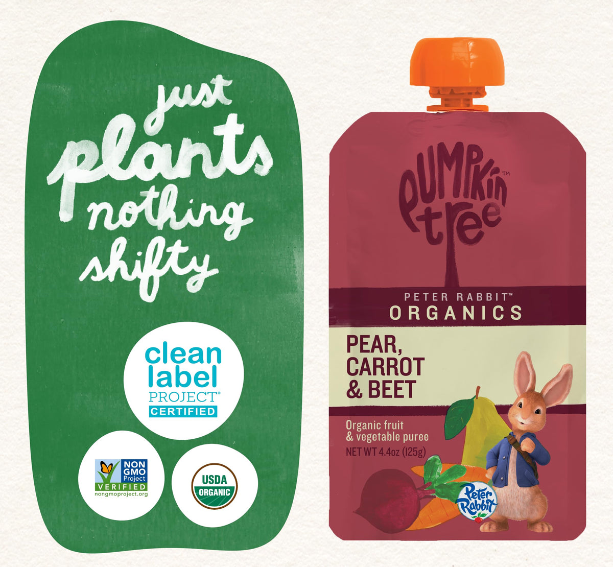 Pumpkin Tree Peter Rabbit Organics Strawberry and Banana Pure Fruit Snack, 4 Ounce (Pack of 10)
