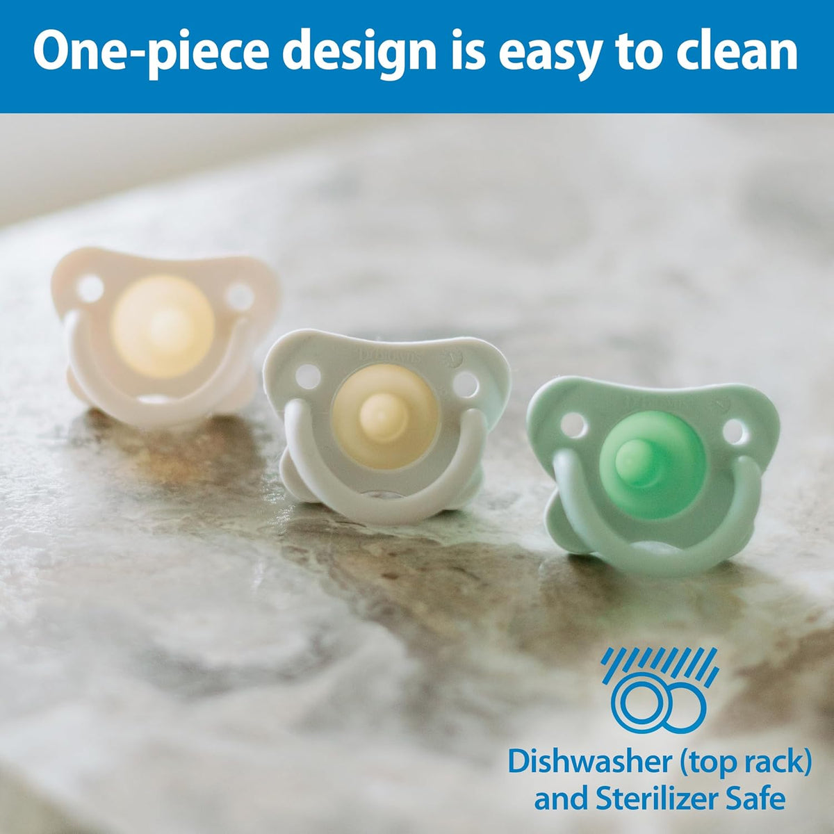 Dr. Brown's HappyPaci Baby Pacifier, Gray, Green, Ecru, 0-6m, 4-Pack