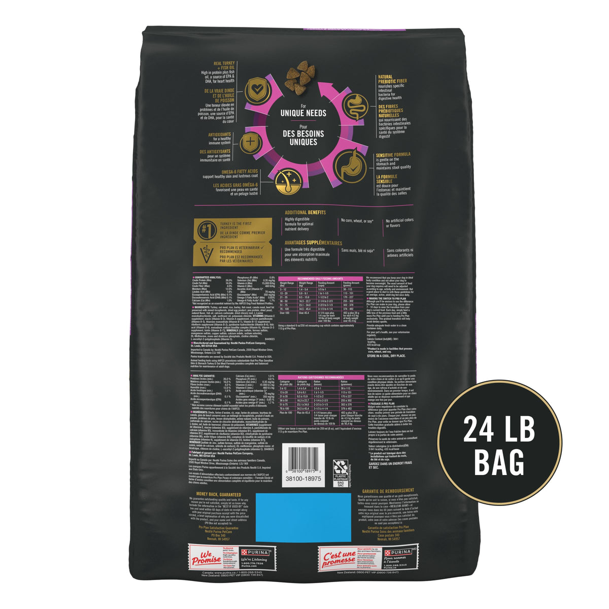Purina Pro Plan Sensitive Skin & Stomach Dry Dog Food, Salmon, 16 lb Bag