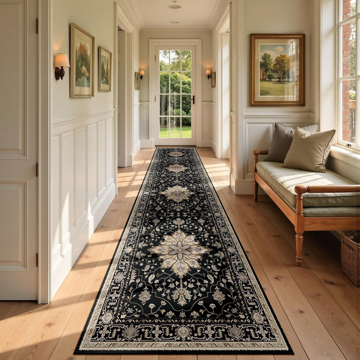 RELEANY Washable Area Rug, Small 2'x3', Teal Green/White/Navy