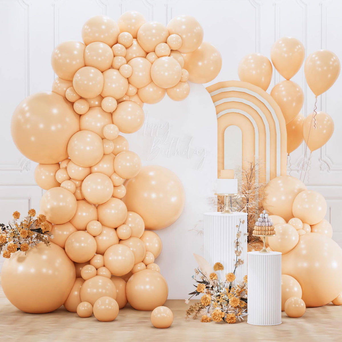 PartyWoo Assorted Colors Rainbow Balloons 50pcs Multicolor Colorful Color