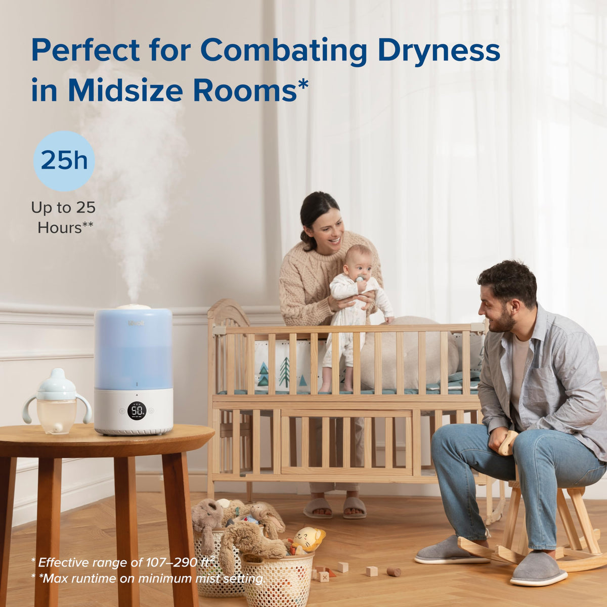 Levoit Humidifiers for Bedroom, Dishwasher Safe, Blue Light-Safe, 3.2L