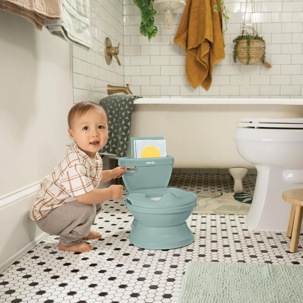 Ingenuity My Size Potty Training Toilet Kit with Sylvi Potty Training Book, Makes Learning