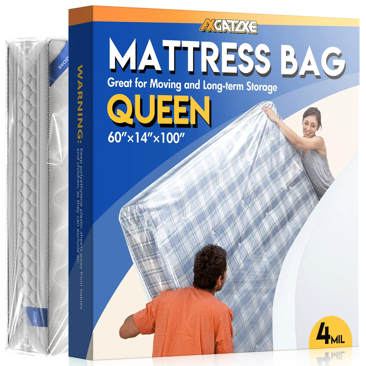 Plastic Mattress Bag for Moving Storage, King Size (1.5MIL)
