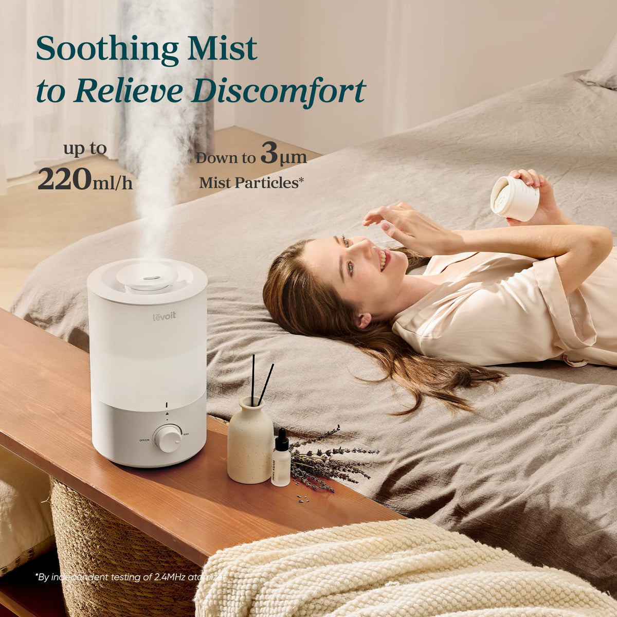 Levoit Humidifiers for Bedroom, Dishwasher Safe, Blue Light-Safe, 3.2L