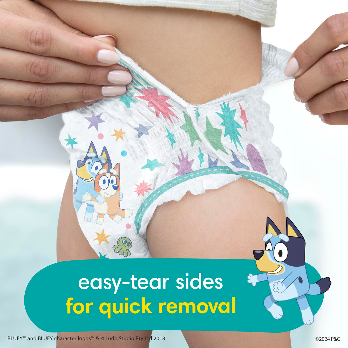Easy Ups Girls & Boys Potty Training Pants, Size 5 (3T-4T), 124 Count, Bluey Absorbent Pull Up Training Underwear, Up to 100% Leakproof Day and Night, Hypoallergenic