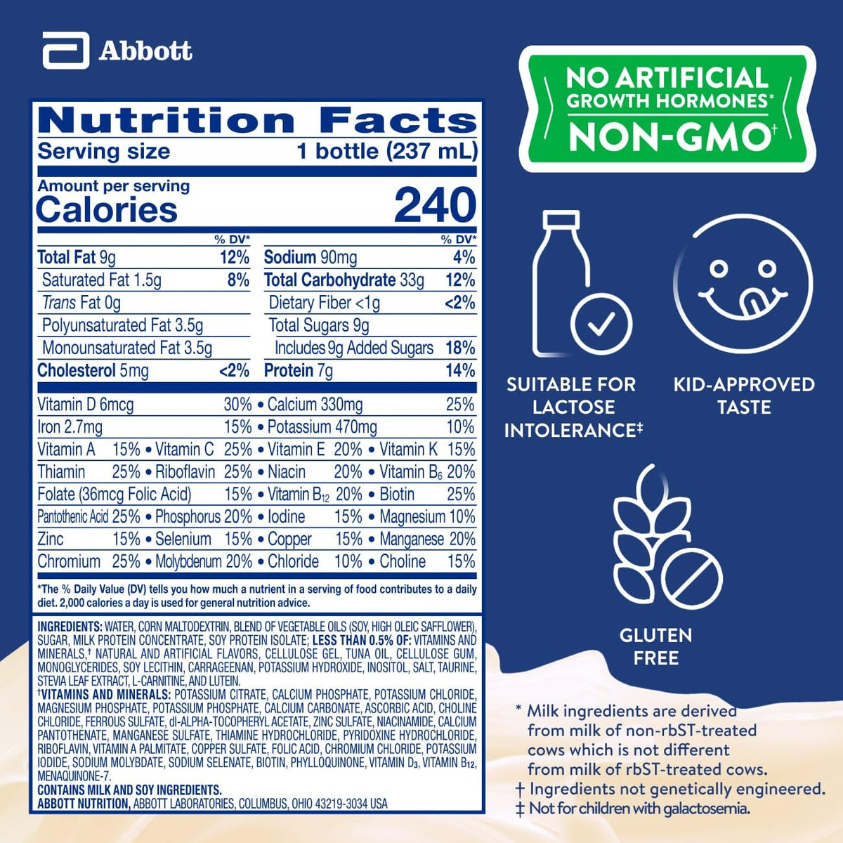PediaSure Grow & Gain Kids Nutrition Shake, 7g Protein, Chocolate, 24 Pack