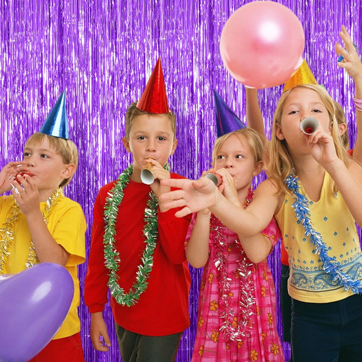 2 Pack Blue Party Decorations Ocean Party Decor Supplies Blue Party Streamers Birthday Decorations Tinsel Foil Fringe Curtains Photo Booth Props Celebration Decorations