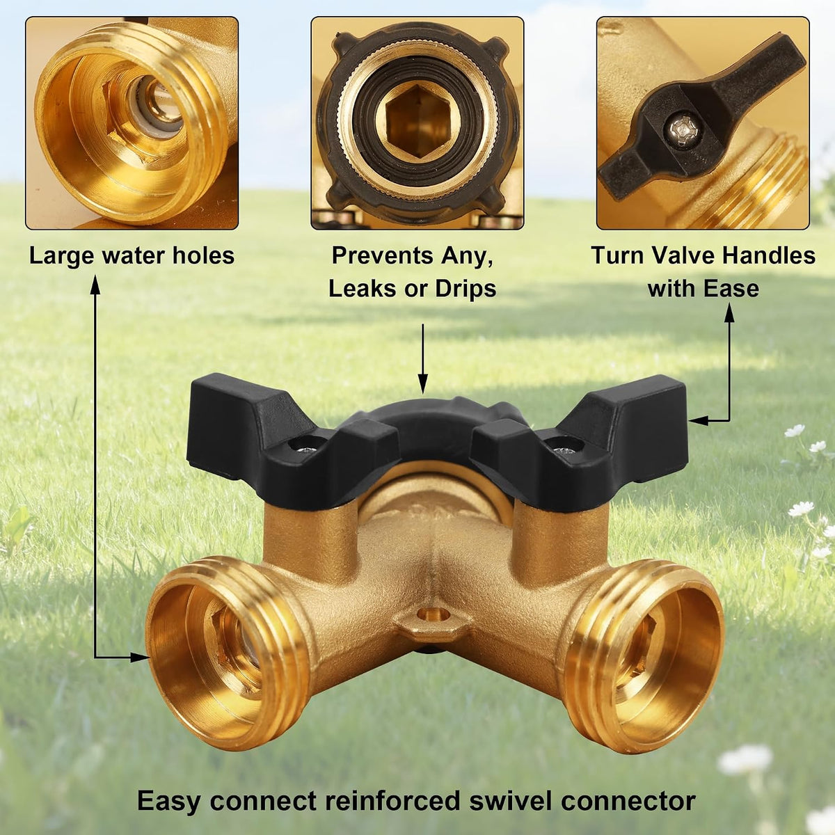 Biswing Garden Hose Splitter 2 Way, Heavy Duty Brass Connector Tap Splitter, Y Splitter 2 Valves with 2 Extra Rubber Washers Father Jim Norris notebooks