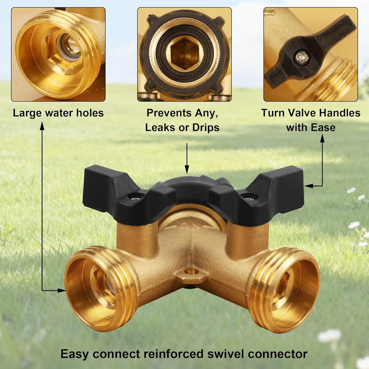 Biswing Garden Hose Splitter 2 Way, Heavy Duty Brass Connector Tap Splitter, Y Splitter 2 Valves with 2 Extra Rubber Washers Father Jim Norris notebooks
