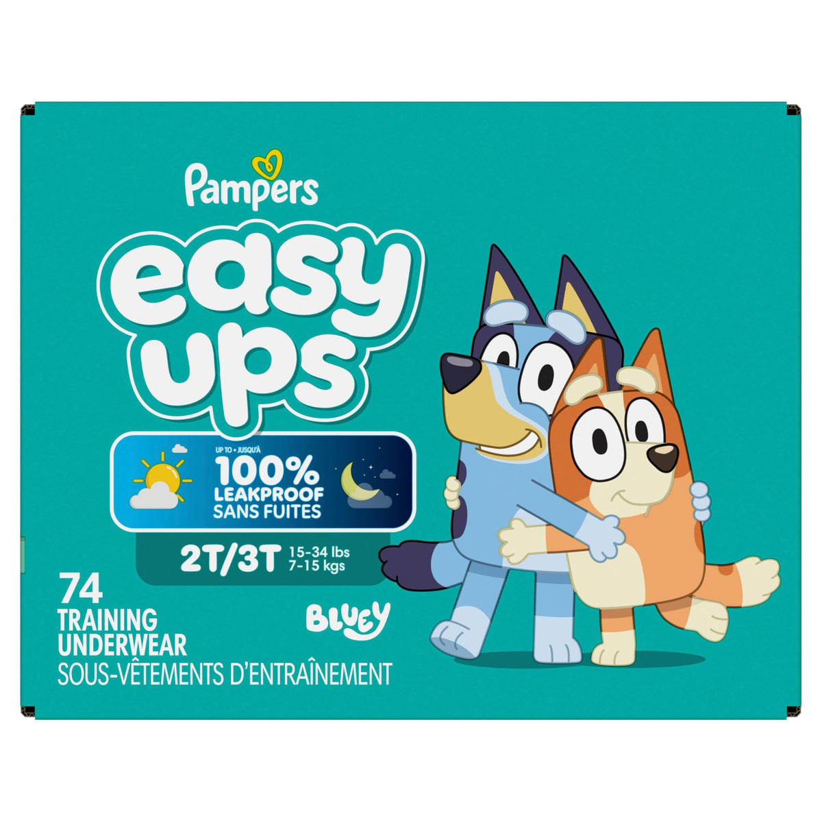 Easy Ups Girls & Boys Potty Training Pants, Size 5 (3T-4T), 124 Count, Bluey Absorbent Pull Up Training Underwear, Up to 100% Leakproof Day and Night, Hypoallergenic