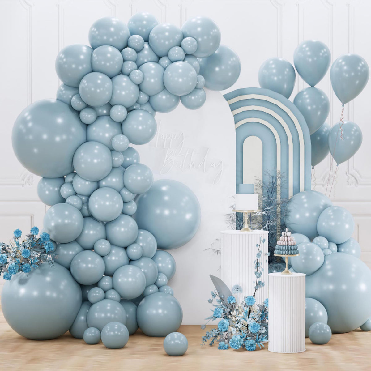PartyWoo Assorted Colors Rainbow Balloons 50pcs Multicolor Colorful Color