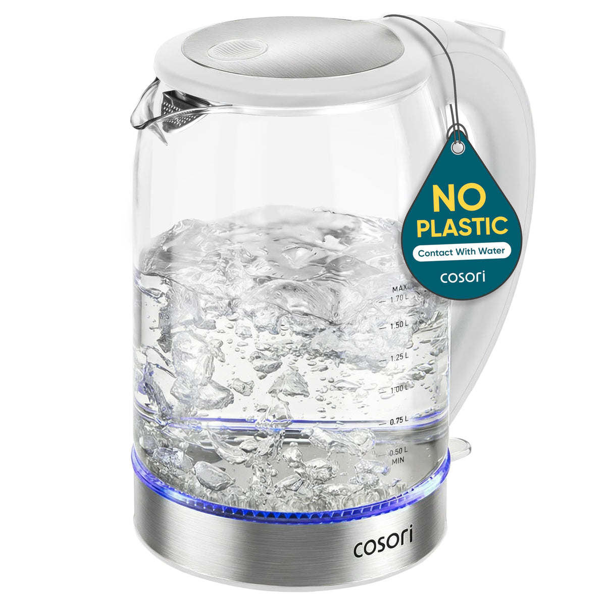 Cosori Electric Kettle, No Plastic Contact with Water, 1.7L, Black