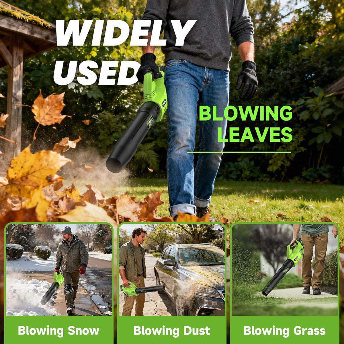 Leaf Blower Cordless, 650CFM Electric Leaf Blowers with 2 x 5.2Ah Batteries and Charger, 3 Speed Modes, 1 x Adjustable Shoulder Strap, Powerful Snow Blowers for Lawn Care, Patio, Dust, Blowing Leaves Father Jim Norris notebooks