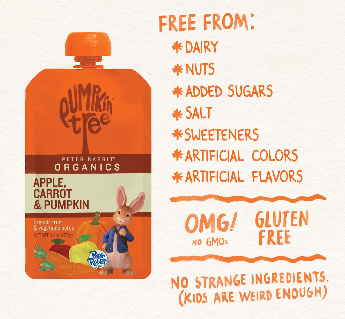 Pumpkin Tree Peter Rabbit Organics Strawberry and Banana Pure Fruit Snack, 4 Ounce (Pack of 10)