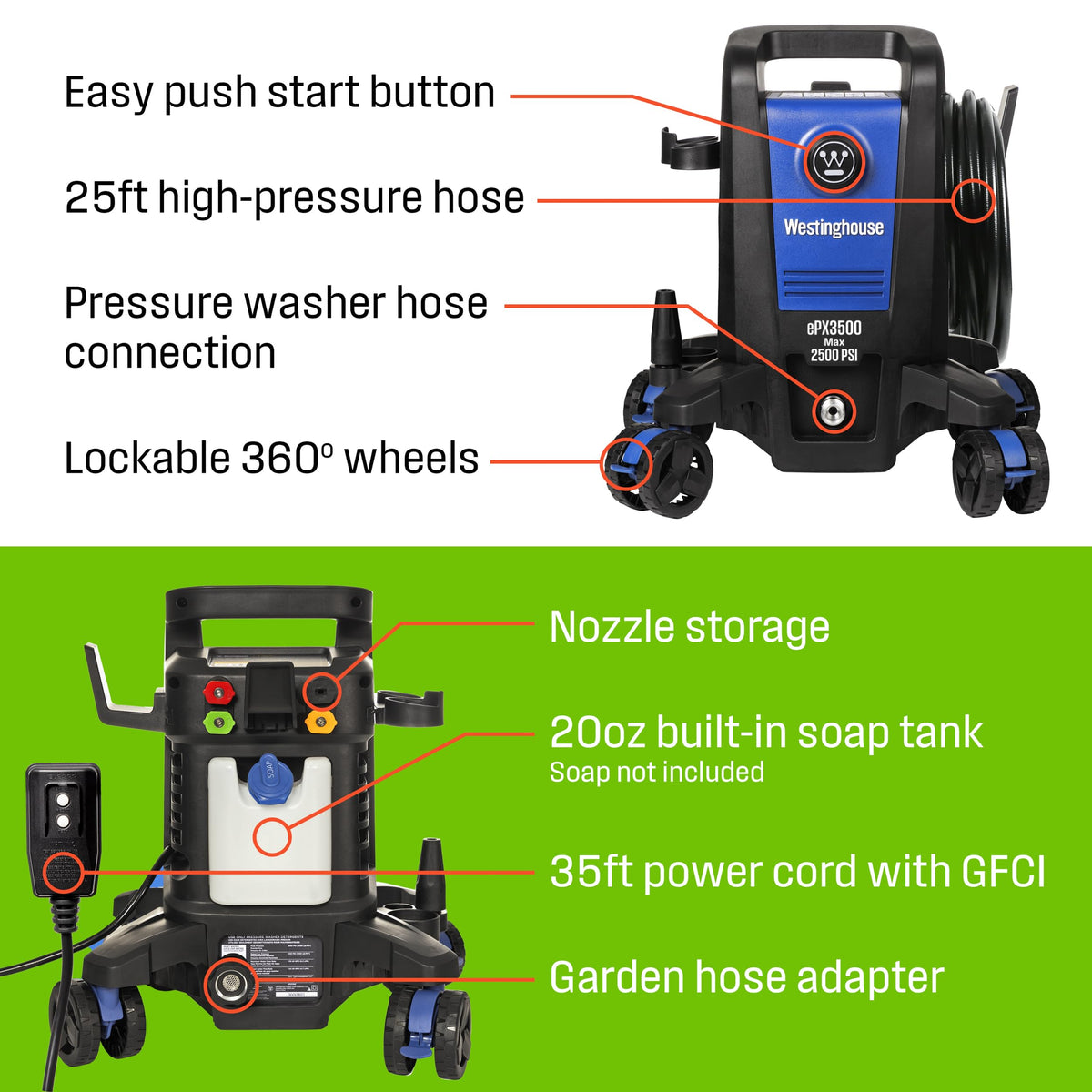 Westinghouse ePX3100s Electric Pressure Washer, 2100 Max PSI 1.76 Max GPM with Foam Cannon and Turbo Nozzle, for Cars/Fences/Driveways/Home/Patios Father Jim Norris notebooks