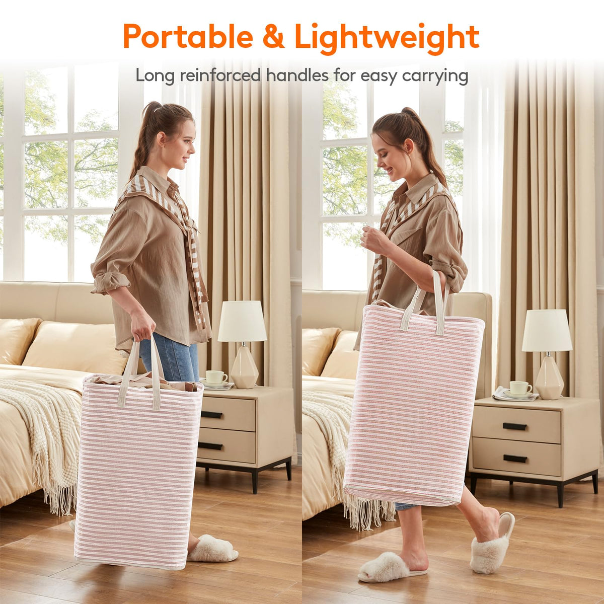 Lifewit 80L Large Laundry Baskets, Laundry Hampers Bags, 2 Pack, Grey