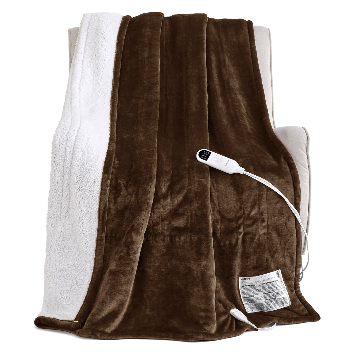 Bedsure Electric Blanket Twin with Preheat Function - Soft Flannel Heated Blanket Twin Size, Fast Heating with 6 Time Settings (Up to 10H) & 6 Heat Settings, Gifts for Grandma (62x84 inches, Grey)