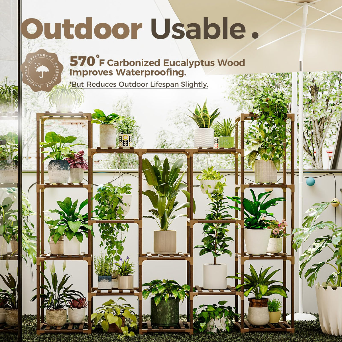 Bamworld Plant Stand Indoor with Flower Fairy Lights Battery Plant Shelf Father Jim Norris notebooks