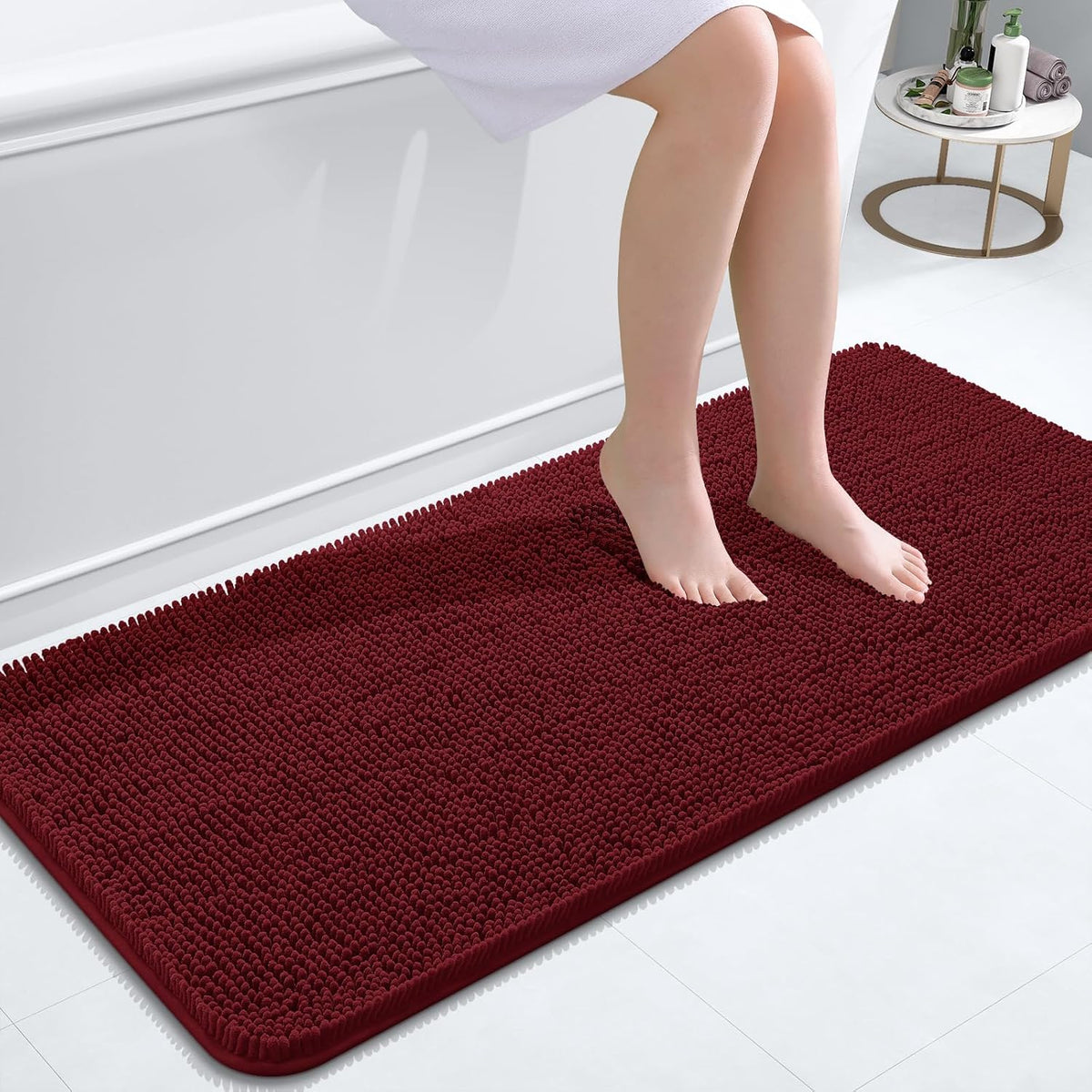 OLANLY Toilet Rugs U-Shaped 20x20,, Soft Absorbent Chenille Contour Rugs