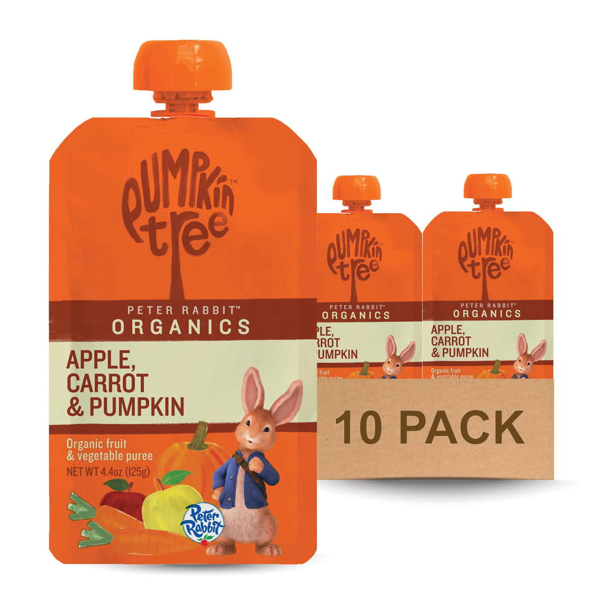 Pumpkin Tree Peter Rabbit Organics Strawberry and Banana Pure Fruit Snack, 4 Ounce (Pack of 10)