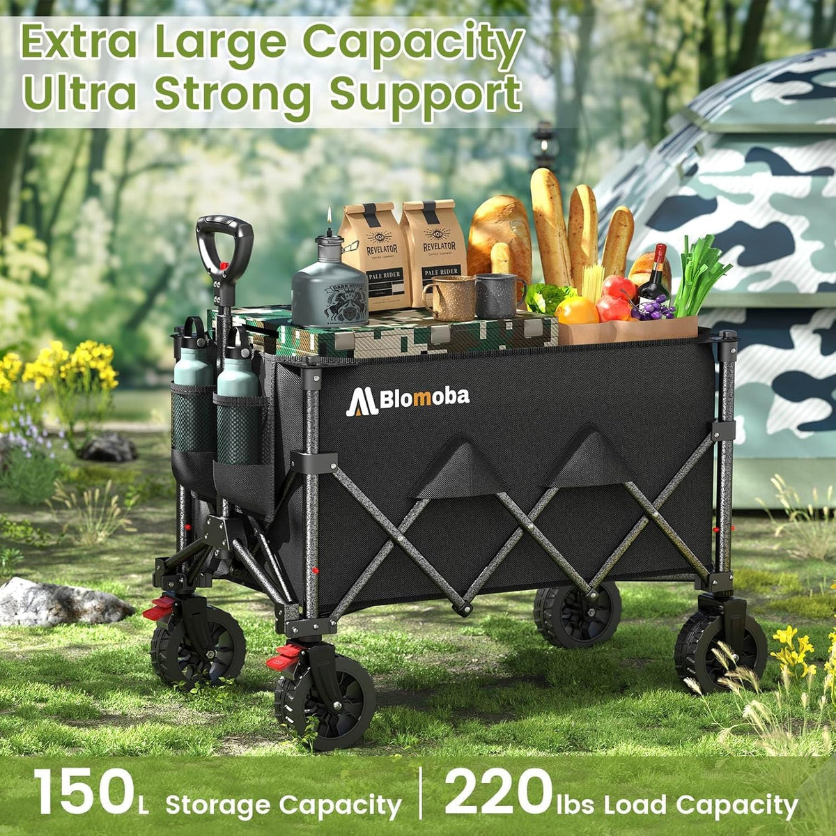 Blomoba Folding Wagon Cart with Wheels, 220lbs Utility Wagon Cart, Black Father Jim Norris notebooks
