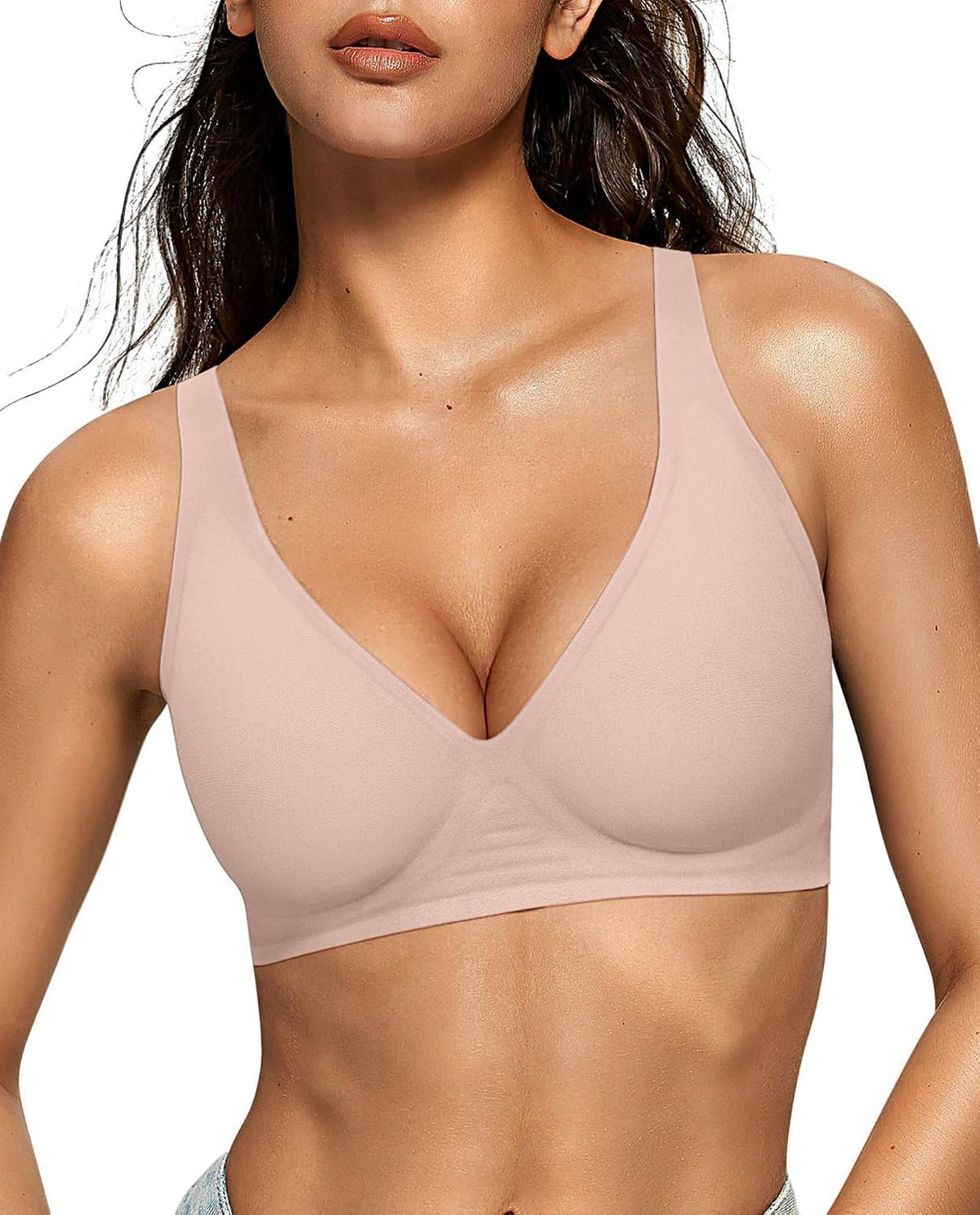 OEAK Womens Jelly Bras Wireless Deep V Bralette Comfy Push Up Tshirt Bras Father Jim Norris notebooks