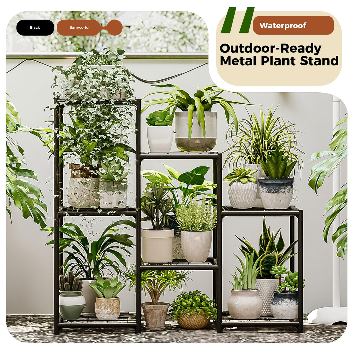 Bamworld Plant Stand Indoor with Flower Fairy Lights Battery Plant Shelf Father Jim Norris notebooks