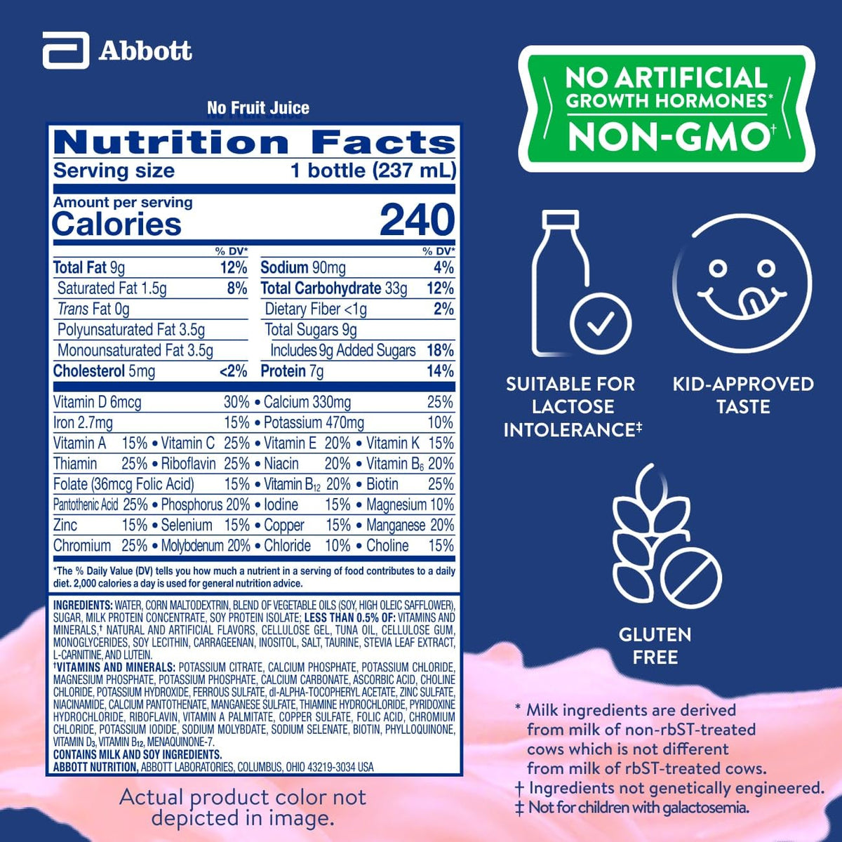 PediaSure Grow & Gain Kids Nutrition Shake, 7g Protein, Chocolate, 24 Pack