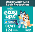 Easy Ups Girls & Boys Potty Training Pants, Size 5 (3T-4T), 124 Count, Bluey Absorbent Pull Up Training Underwear, Up to 100% Leakproof Day and Night, Hypoallergenic