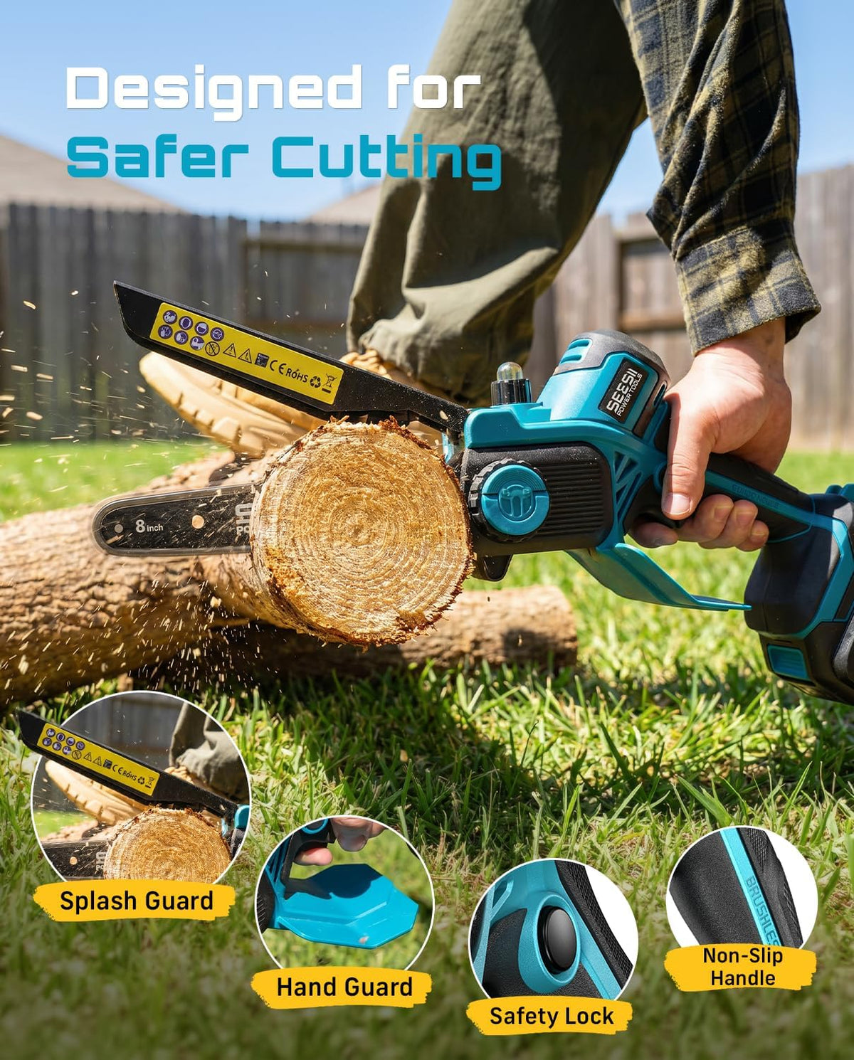 SEESII Flagship 8-Inch Cordless Mini Chainsaw, Upgraded Brushless Motor Father Jim Norris notebooks