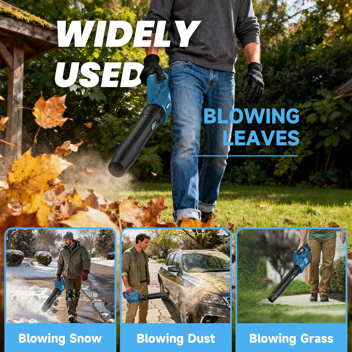 Leaf Blower Cordless, 650CFM Electric Leaf Blowers with 2 x 5.2Ah Batteries and Charger, 3 Speed Modes, 1 x Adjustable Shoulder Strap, Powerful Snow Blowers for Lawn Care, Patio, Dust, Blowing Leaves Father Jim Norris notebooks