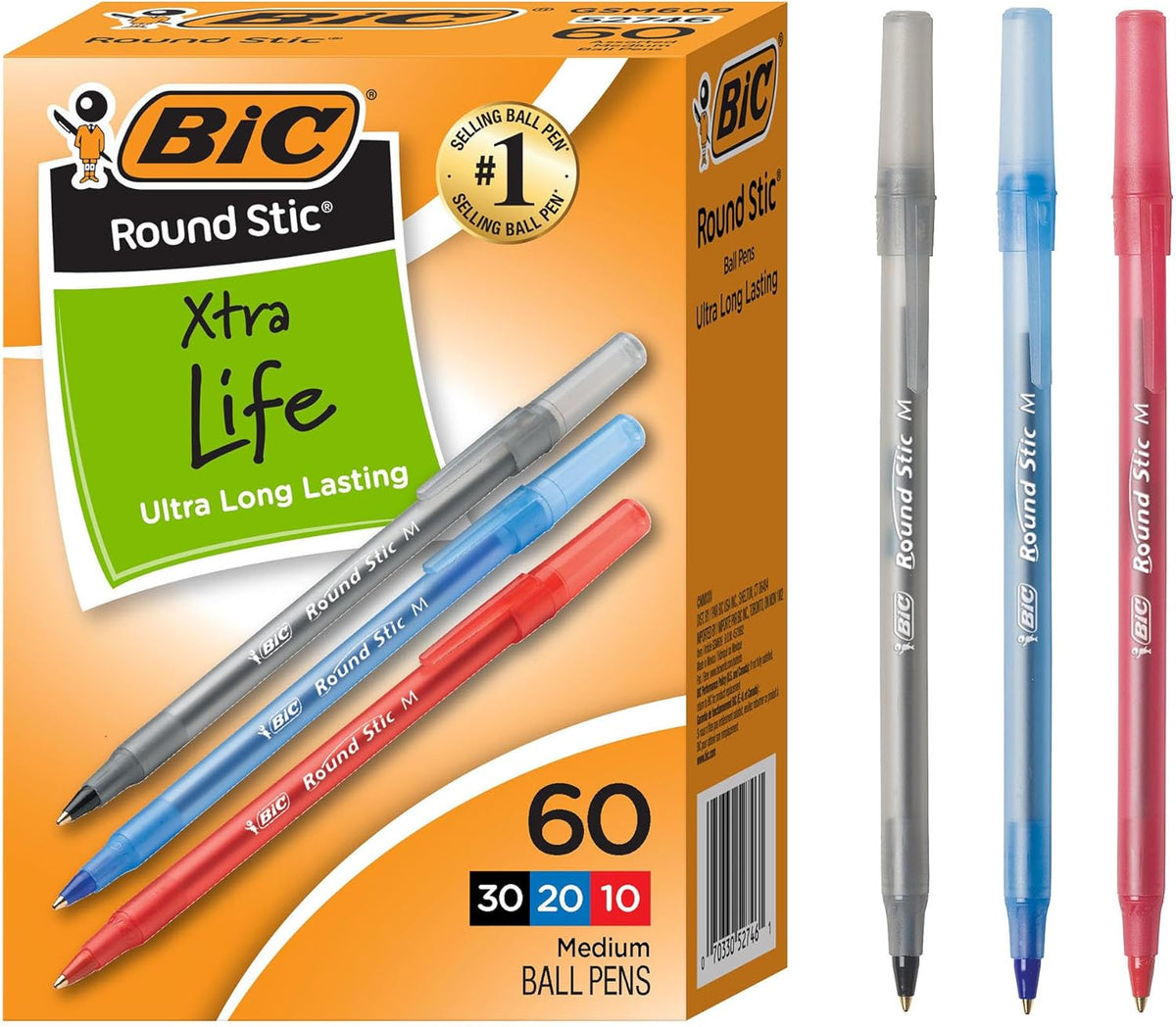 BIC Round Stic Xtra Life Ballpoint Pen, Ultra Long Lasting and Consistent Ink Flow, 60-Count in Black Ink Father Jim Norris notebooks