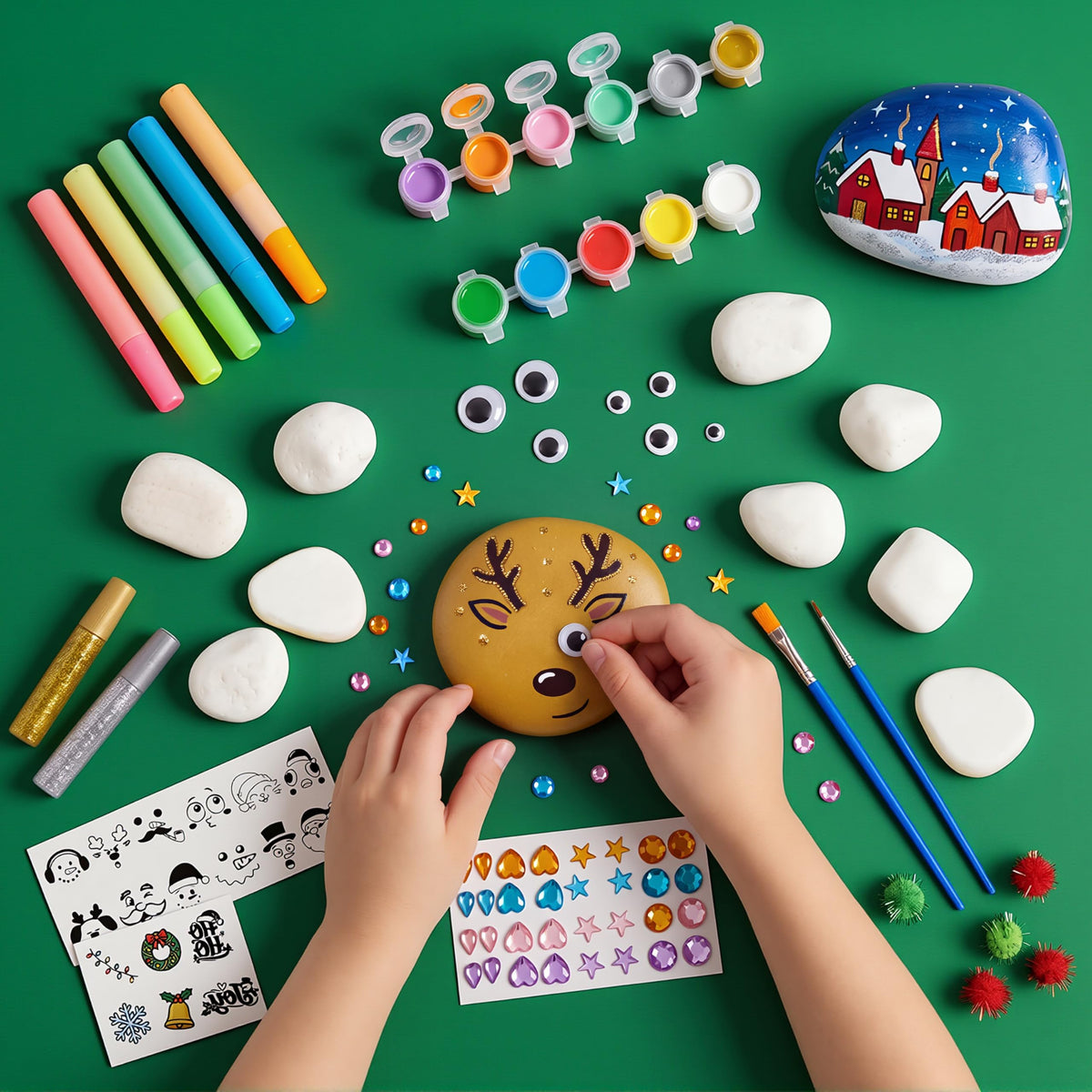 Rock Painting Kit- Glow in The Dark Rock Kit, Arts and Crafts for Kids Ages 6-12, Art Supplies Toy, Kids Craft Paint Kits, Arts & Crafts for Boys Girls Birthday Party Gift Toy