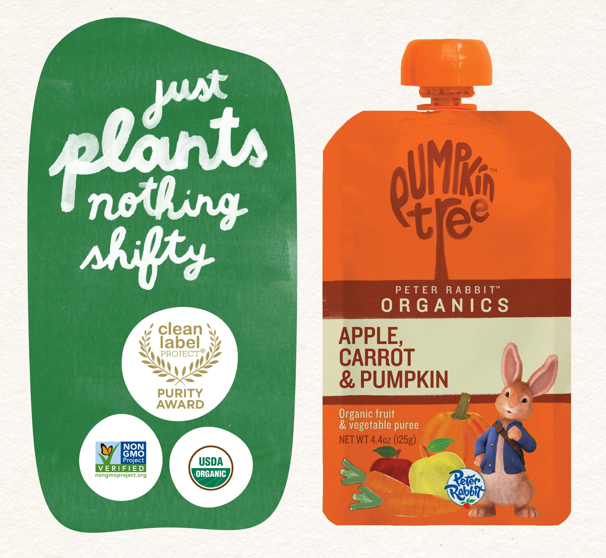 Pumpkin Tree Peter Rabbit Organics Strawberry and Banana Pure Fruit Snack, 4 Ounce (Pack of 10)