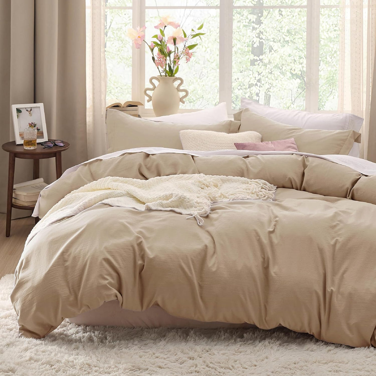 Bedsure Skipper Blue Duvet Cover Queen Size - 3 Pieces Prewashed Cotton-Like Polyester Extra Soft Bedding Set, Includes 1 Duvet Cover 90x90 Inches with Zipper Closure & 2 Pillow Shams, No Comforter