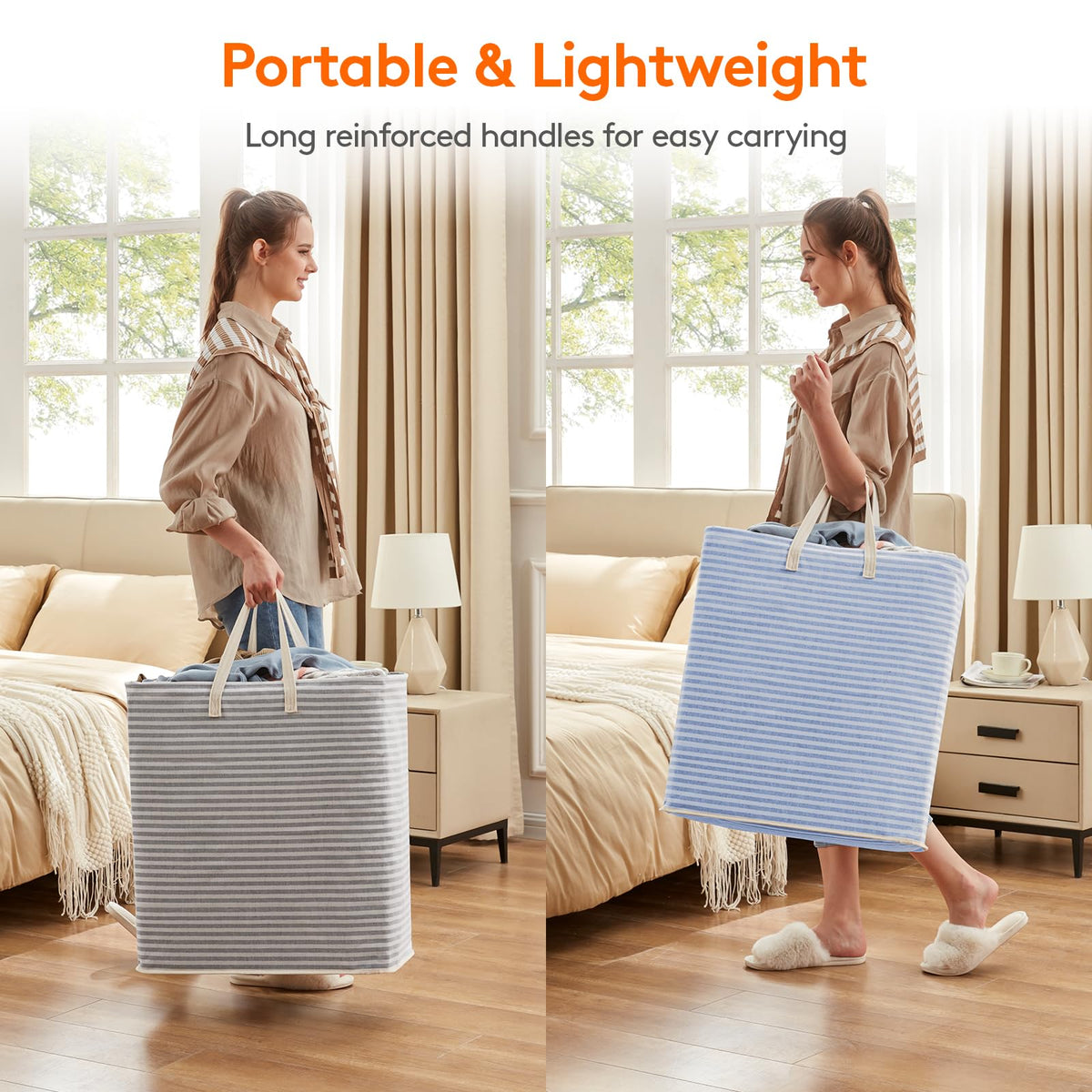 Lifewit 80L Large Laundry Baskets, Laundry Hampers Bags, 2 Pack, Grey
