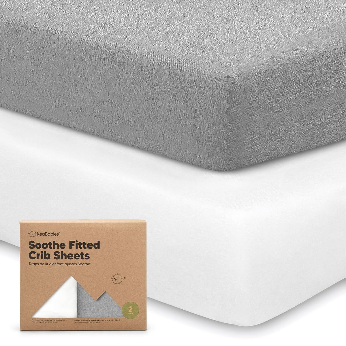 KeaBabies 2pk Organic Cotton Crib Sheets for Boys Girls 52x28, ABC Land Sky