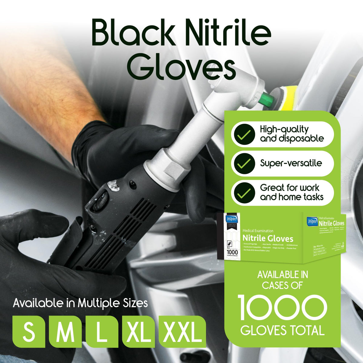 Inspire Black Nitrile Disposable Gloves | 4.5 Nitrile Disposable Safety Medical Cooking Cleaning Gloves Father Jim Norris notebooks