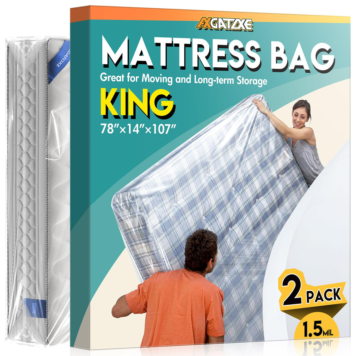 Plastic Mattress Bag for Moving Storage, King Size (1.5MIL)